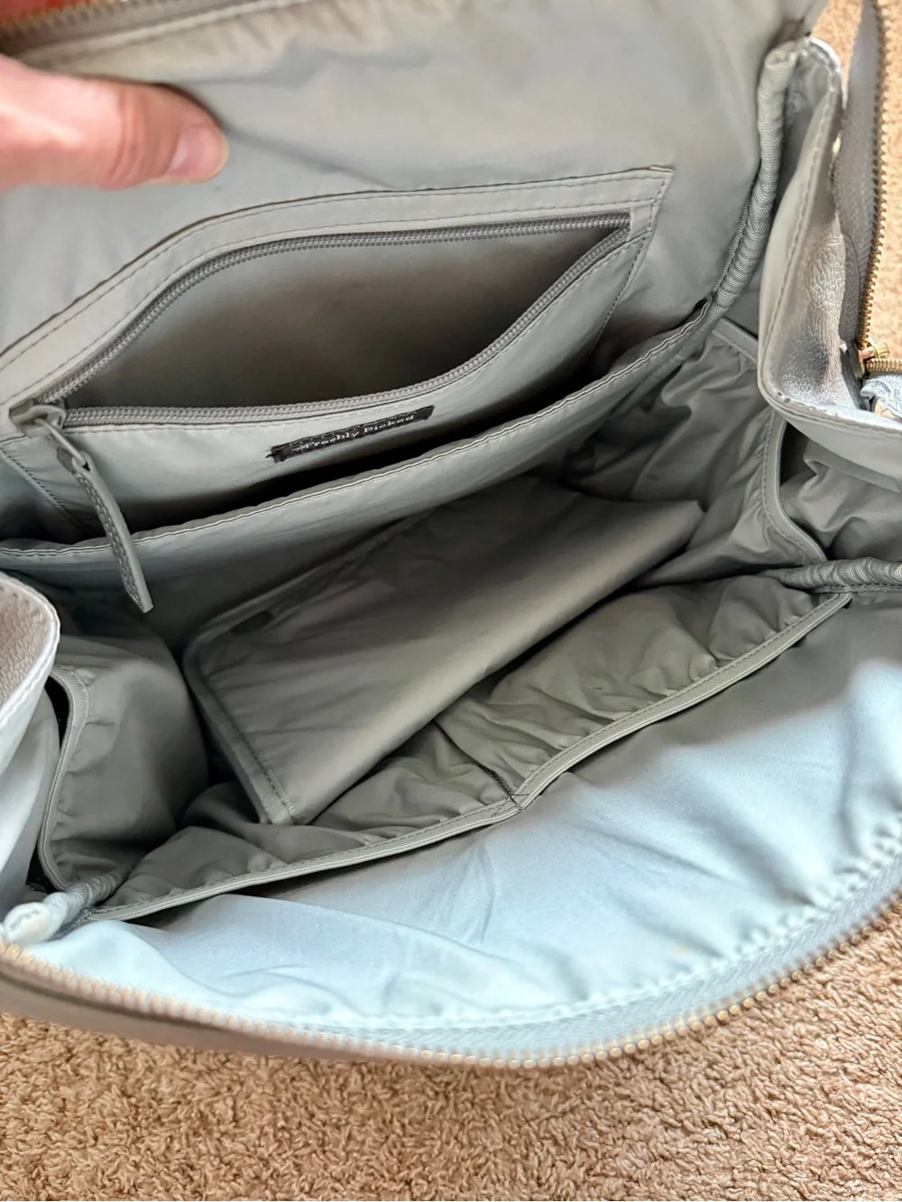 Freshly Picked Grey Leather Boxy diaper Bag Backpack